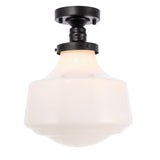 Living District Lyle 1-Light Glass & Metal Flush Mount In Black/Frosted White
