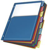 Cardinal Expanding Plastic Binder Dividers, Flexible Front Pockets Expand 1/4, 8Tab, Insertable Multicolor Tabs, Letter Size, 