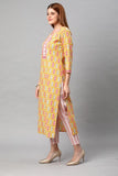 Gosriki Women'S Cotton Blend Traditional Straight Printed Kurta And Pant Set (Behan Yellow_L-Gs_Yellow_Large),Yellow,,B0BNNLLTJH