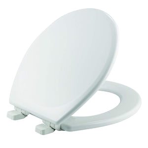 Mayfair 843Slow 000 Lannon Toilet Seat Will Slow Close And Never Loosen, Round, Durable Enameled Wood, White