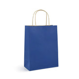 Paper Gift Bags with Handles, 8x4.25x10.5 100Pcs Blue Gift Bags Bulk, Gift Bags Medium Size Kraft Paper Bags, Wedding Gift Bag, 
