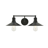 Living District Etude 2-Light Mid-Century Metal Wall Sconce In Black