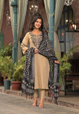 Gosriki Women'S Rayon Blend Straight Embroidered Kurta With Pant & Dupatta (Soul Chiku-Gs_Xxl_Beige_Xx-Large),Beige,2,B0DP2CNPLP