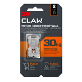 3M Claw Plasterboard Picture Hanging Wall Hooks for Hanging Home D cor, 2 Hangers, Holds up to 30 kg - Ideal for Heavyweight It