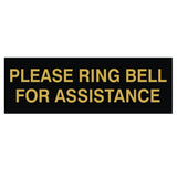 Please Ring Bell for Assistance Sign Black/Gold Medium