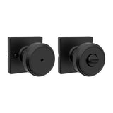 Kwikset Maven Interior Privacy Door Knob with Lock, Square Door Handle for Bathroom and Bedroom, Matte Black Keyless Turn Lock D
