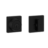 Kwikset 660 Deadbolt Lock, Matte Black Square Exterior Keyed Front Entry Door, Pick Resistant SmartKey Rekey Security, Single Cy