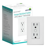 Leviton ZW15R1BW Decora Smart TamperResistant Outlet with ZWave Technology, 1 Pack, White