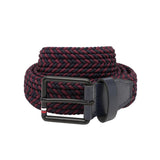 Tommy Hilfiger Kells MenS Webbing Belt Red+Navy | Casual Woven Belt With Matte Gunmetal Buckle | Size L 1M
