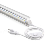 Barrina LED Shop Light, 4FT 40W 5500LM 5000K Daylight White with Reflectors, V Shape, Clear Cover, Linkable with Plug, T8 LED Tu