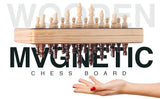 15 Inch Magnetic Wooden Chess Set for Adults & Kids - Folding Travel Chess Board with Handcrafted Staunton Pieces, Extra Queens,