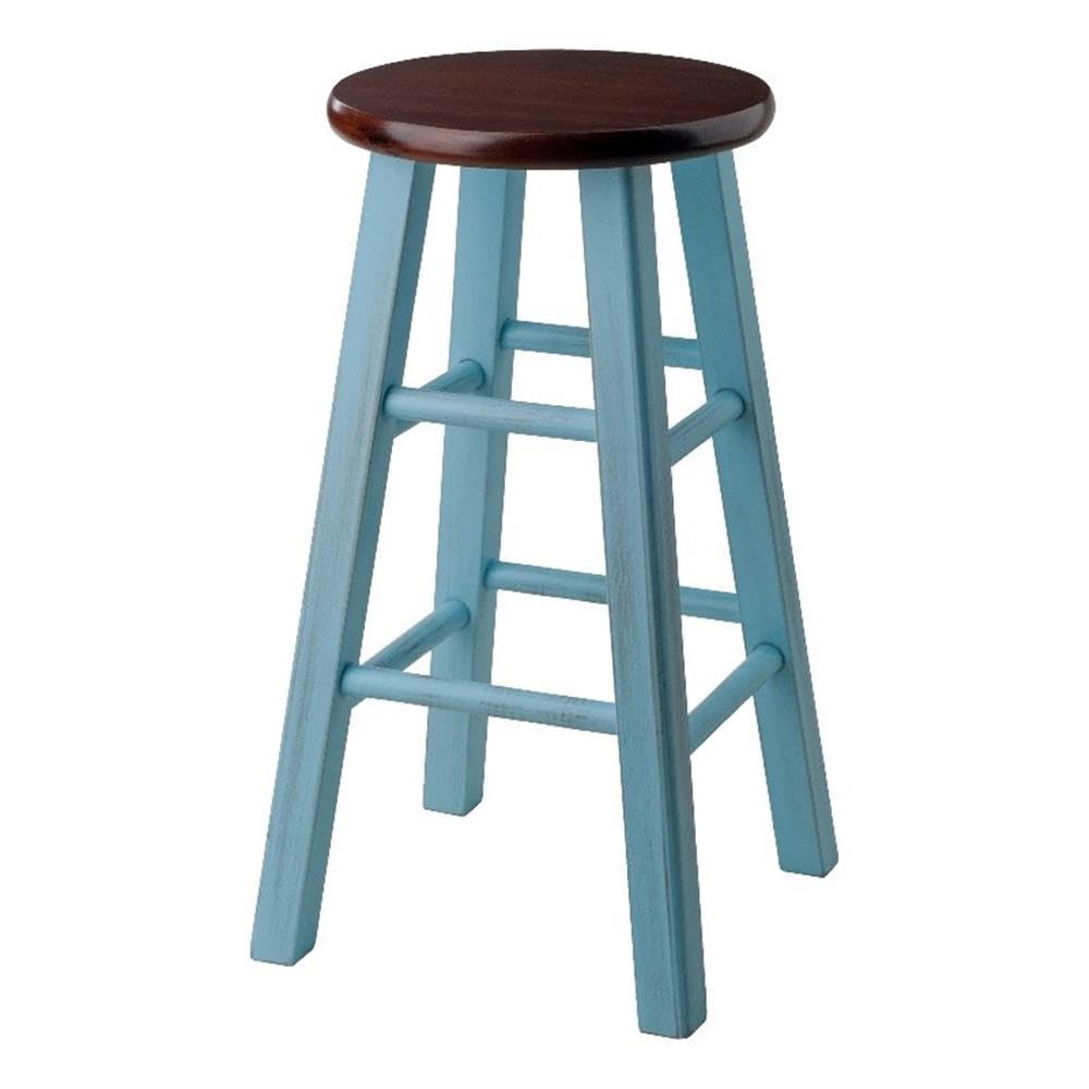 Winsome Wood Ivy Model Name Stool 13.4 X 13.4 X 24.2'' Rustic Light Blue/Walnut