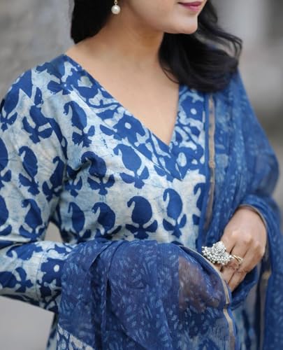 Alvami Women Kurta And Pant Set With Dupatta (Xxl) Blue