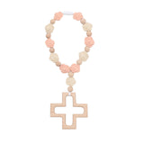 Cross Baptism Silicone Rosary Light Pink Baby Shower Baptism Party Supply Baby Rosary Teether Kids First Rosary Communion Gifts 