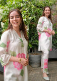 Anni Designer Women'S Chanderi Cotton Straight Printed Co-Ord Set (Lace Cream Co-Ord-Nkl_L_Cream_Large),Cream,L,Cotton Blend,ANNI DESIGNER Women's Chanderi Cotton Straight Printed Co-Ord Set (Lace Cream Co-ord-NKL),Kurta