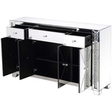 Elegant Decor Modern 4 Door 60 Clear Crystal Mirrored Sideboard