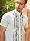 Toplot Men'S Causal Shirt With Short Sleeve & Geometric Print (Mens-Geo-Shirt-5096-Black-M),White,,B0BYVYGMCR