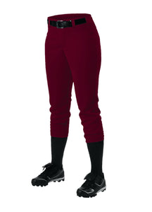 Alleson Ahtletic Women'S Fast Pitch Softball Belt Loop Pants, Maroon, Large