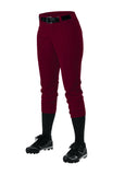 Alleson Ahtletic Women'S Fast Pitch Softball Belt Loop Pants, Maroon, Large