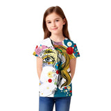 Nusyl Girls Half Sleeves TShirt for Kids | Cute Eye & Hair & Colorful Printed Casual Wear Tee | Soft Cotton Blend | 216 Years