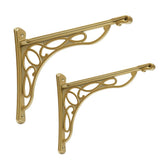 Wall Shelf Bracket, Heavy Duty and Hardware Included, 2 Pack, Brushed Gold Finish 9.5 X 7.5 Inch