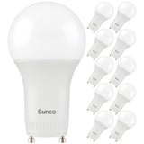 Sunco 10 Pack GU24 LED Bulb A19, 2 Prong Light Bulbs, 800 LM, 9W (60W Equivalent), 2700K Soft White, Dimmable, Twist & Lock GU24