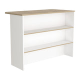 Tuhome Fendi Kitchen Bar, With Three Shelves, 90 Cm W X 120 Cm W X 60 Cm D. White/Honey