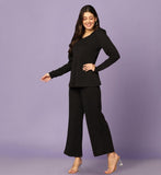 Leriya Fashion Ethnic Co Ord Set | Co Ord Set for Women | Night Dress for Women | Night Wear for Women | Payjama Set for Women | Women Two-Piece Outfits | Coord Sets (Medium Black),Black