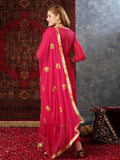 Anni Designer Women'S Cotton Blend Anarkali Printed Kurta With Pant & Dupatta (Shrinika Pink-Jl_Xxl_Pink_Xx-Large),Pink,2XL,Cotton Blend,Anarkali,