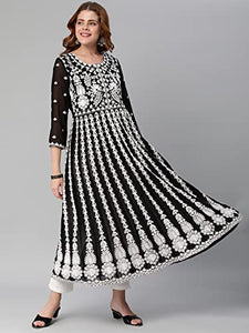 Gosriki Women'S Chikankari Embroidered Kurti Combo Pack Of 2 (Kari Black & Stho Yellow-Gs_3Xl_Multi_Xxx-Large),Multicolour,3,B0D17XG77X