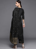 Gosriki Women'S Straight Ruby Cotton Kurta With Palazzo & Dupatta (Game-Hit-Black_S-Go_Black_Small),Black,,B09Q65D9HX