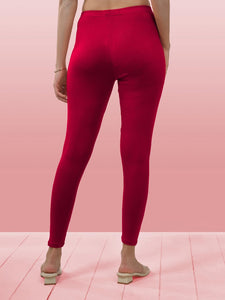 Lyra Women Solid Premium Cotton Ankle Length Leggings | Mid-Waist | Fashionwear Pink L