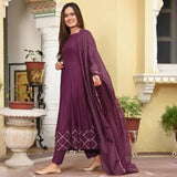 Gosriki Women'S Rayon Anarkali Kurta With Dupatta (Kumt-Dress_Magenta_Large),Magenta,,B083DY373J