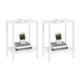 YUFAM End Table,Small Side Table,2-Tier Nightstand with Storage Shelf,Sofa Bedside Table for Small Spaces in Living Room,Bedroom, Office,Stable Frame,Easy Assembly,White