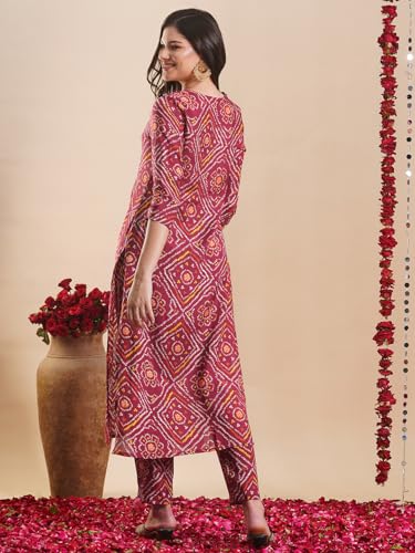 Anni Designer Women'S Rayon Blend Straight Printed Kurta With Pant (Myrna Maroon_Xxl_Maroon_Xx-Large),Maroon,2XL,Rayon Blend,Regular,