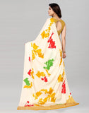 Satrani Womens Satin Saree (1572S7510Na_White & Mustard & Multi5)