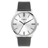 Timex Analog Watch For Man With Silver Round Dial & Black Leather Strap Band Water Resistant Men'S Wrist Watches - Twtg105Smu05