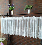 Topmodehome White Lace Valances For Windows 51X16Inch, Lace Floral Embroidered Semi Sheer Curtain For Kitchen Cafe Dinning Bath 