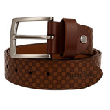 Aurenhide Genuine Leather Belt For Men, 40Mm Width, Formal And Casual Wear, Brown Checkered Pattern, Fits 2846 Inch Waist (38)