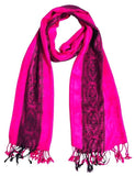 Kosweem Border 3D Fashionable Woolen Winter Wear Thin Scarf/Stole/Shawl For Baby Girls Womens(Pink)