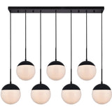 Living District Eclipse 7 Lights Black Pendant With Frosted White Glass