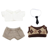 niannyyhouse 10cm Plush Doll Clothes Shirt Pants Tie Vest Campus Suit Dolls Accessories (Brown)
