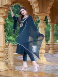 Gosriki Women'S Cotton Blend Embroidered Straight Kurta With Pant & Dupatta (Bgm Kerosin-Gs_L_Dark Blue_Large),Blue,,B0CHSCJ6X7