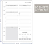(Set of 90 Sheets) A5 To Do List Refill Paper, Undated Daily Schedule, Day Priorities, Notes and Water Tracker, 6-Hole Punches,