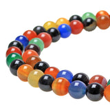 MJDCB AAA Natural Multicolor Agate Beads Round Colorful Stone Energy Healing Beads for DIY Necklace Bracelat Jewelry Making Stra