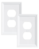 TREEWELL 2-Pack Duplex Outlet Cover, Natural Bamboo Fiber Switch Plates and Outlet Covers, White Decorative Wall Plates for Elec