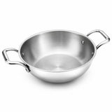 Esspy Triply Stainless Steel Kadai for Cooking | 24cm/9.4 inch, 3Ltr | 3 Layer SS304 Inner, Aluminum Core & SS430 Outer | Induct