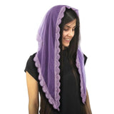 Netted Mantilla Veil Triangle Lace Lavender Net White Lace Border Catholic Church Veils Infinity Chapel Tulle Scarf Head Coverin