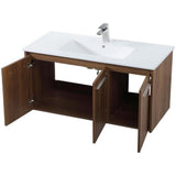 Elegant Decor Rasina 40 Single Porcelain Top Floating Bathroom Vanity In Walnut