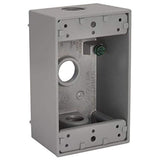 Hubbell Bell 53240 SingleGang Weatherproof Box Three 3/4 in. Threaded Outlets, Gray Finish